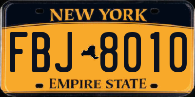NY license plate FBJ8010