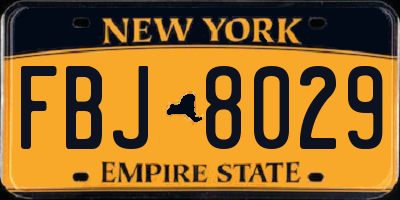NY license plate FBJ8029