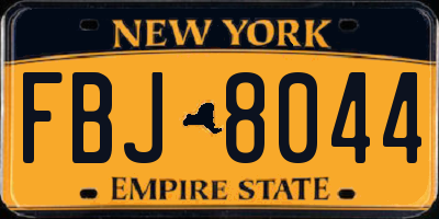 NY license plate FBJ8044