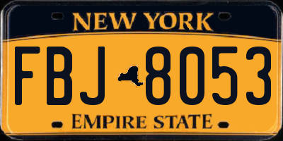 NY license plate FBJ8053