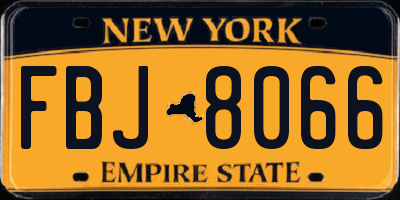 NY license plate FBJ8066