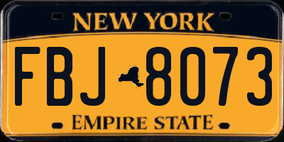 NY license plate FBJ8073