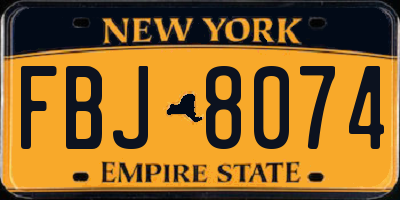 NY license plate FBJ8074