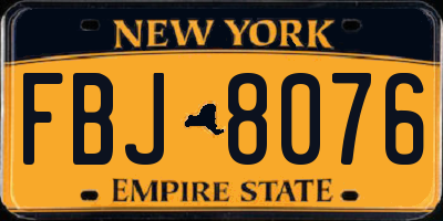 NY license plate FBJ8076