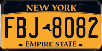 NY license plate FBJ8082