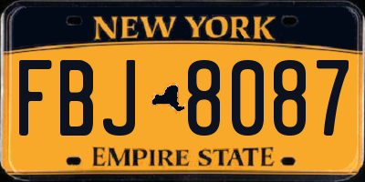 NY license plate FBJ8087