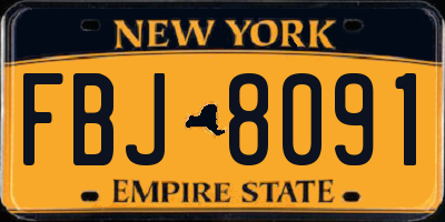 NY license plate FBJ8091