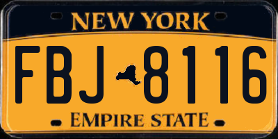 NY license plate FBJ8116