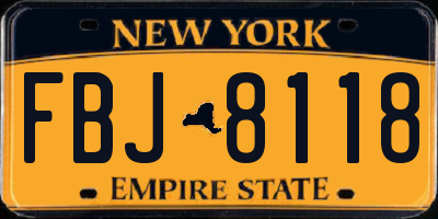 NY license plate FBJ8118