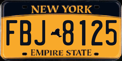 NY license plate FBJ8125