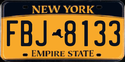 NY license plate FBJ8133