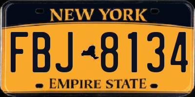 NY license plate FBJ8134