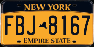 NY license plate FBJ8167