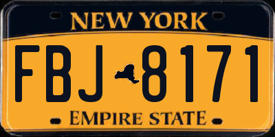 NY license plate FBJ8171