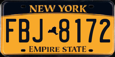 NY license plate FBJ8172
