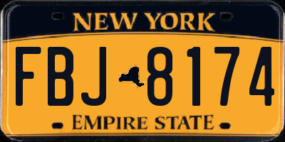 NY license plate FBJ8174