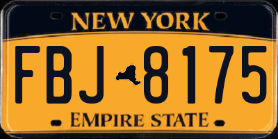NY license plate FBJ8175