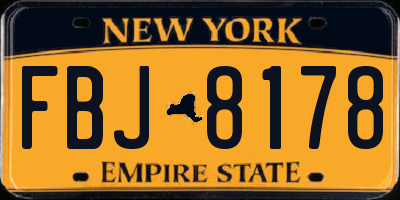 NY license plate FBJ8178