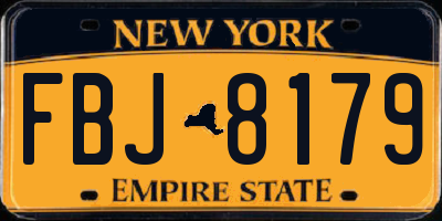 NY license plate FBJ8179