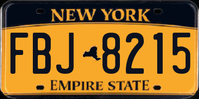 NY license plate FBJ8215