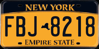 NY license plate FBJ8218