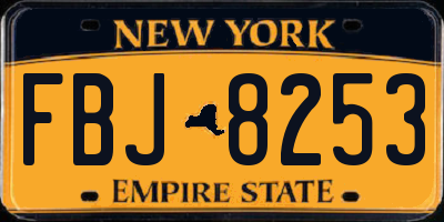 NY license plate FBJ8253