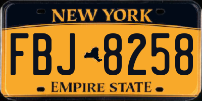 NY license plate FBJ8258