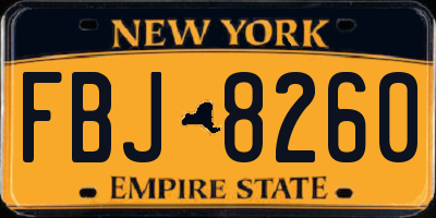 NY license plate FBJ8260