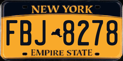 NY license plate FBJ8278