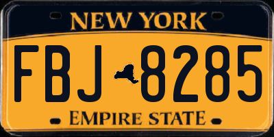 NY license plate FBJ8285