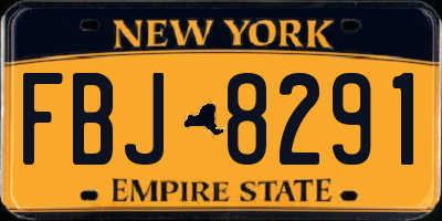 NY license plate FBJ8291