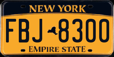 NY license plate FBJ8300