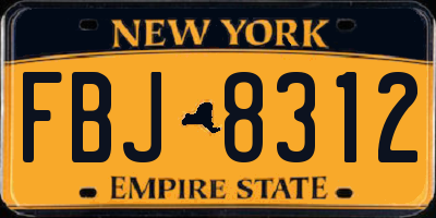 NY license plate FBJ8312