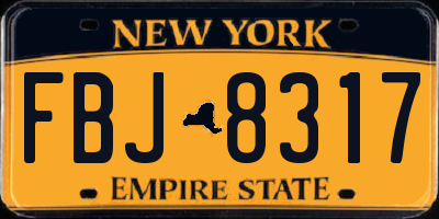 NY license plate FBJ8317