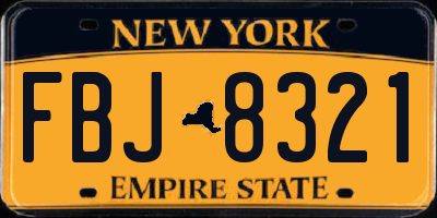 NY license plate FBJ8321