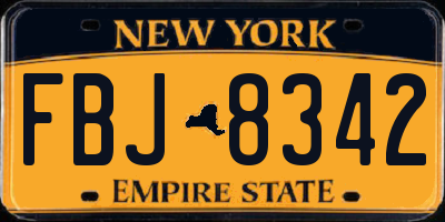 NY license plate FBJ8342