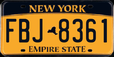 NY license plate FBJ8361