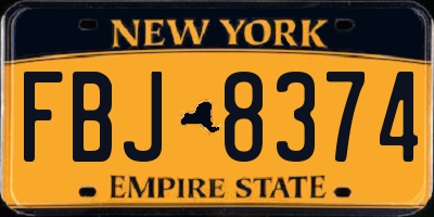 NY license plate FBJ8374