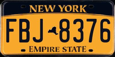 NY license plate FBJ8376