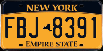 NY license plate FBJ8391
