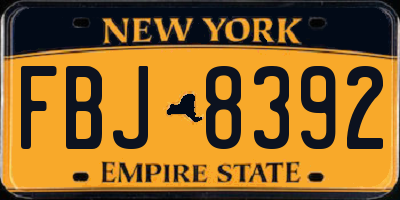 NY license plate FBJ8392