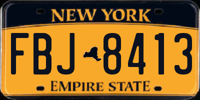 NY license plate FBJ8413