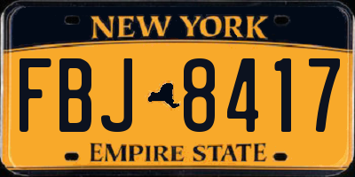 NY license plate FBJ8417