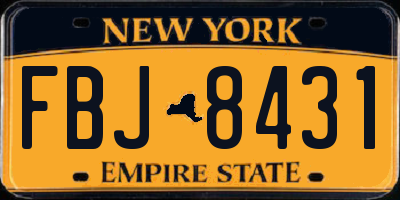 NY license plate FBJ8431
