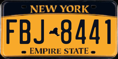 NY license plate FBJ8441