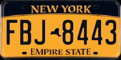 NY license plate FBJ8443