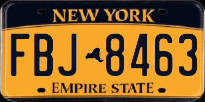 NY license plate FBJ8463