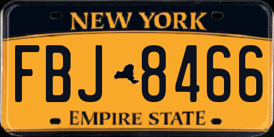 NY license plate FBJ8466