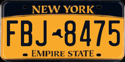 NY license plate FBJ8475