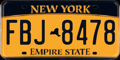 NY license plate FBJ8478